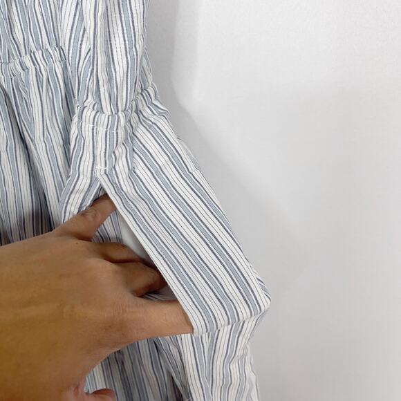 Abercrombie Kids Girls 13/ 14 White Blue Striped Ruffle Jumpsuit Cinch Pocket - Picture 11 of 12